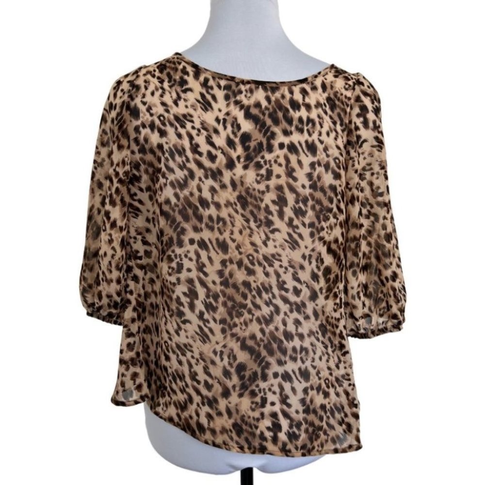 Altar'd State leopard print silk chiffon semi sheer blouse